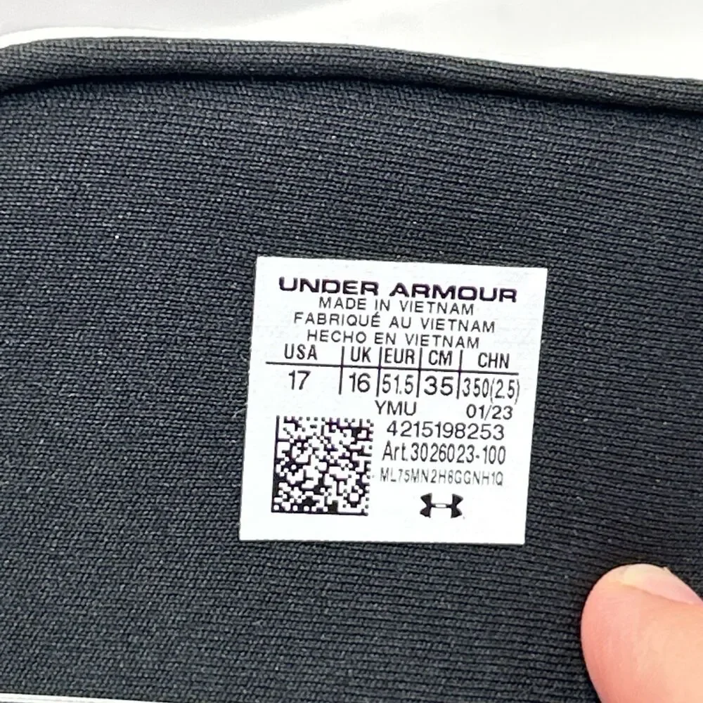 Under Armour Ignite Pro Slide Sandals Black White Men’s 17 UA Comfort NWT